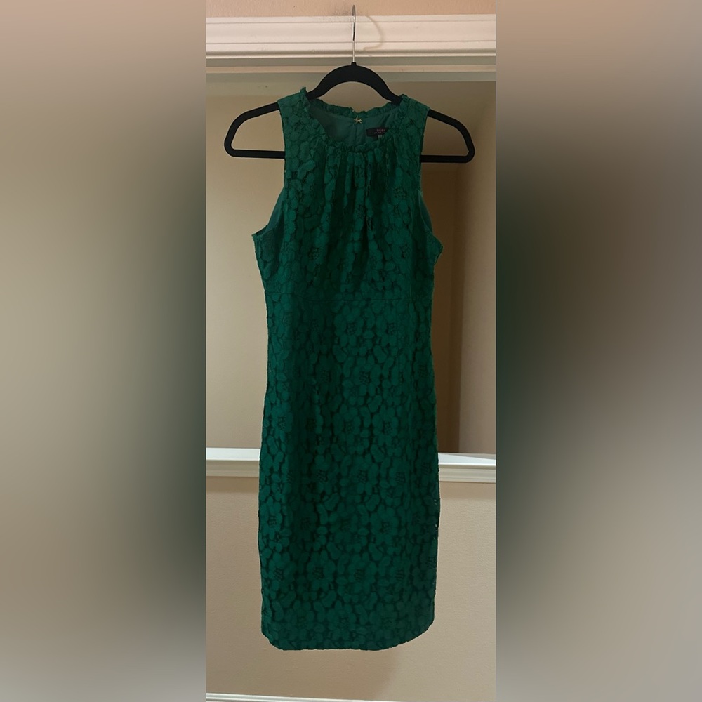 Women’s Trina Turk Emerald Green Floral Lace Shift Dress Party Cocktail Hour‎ 6.